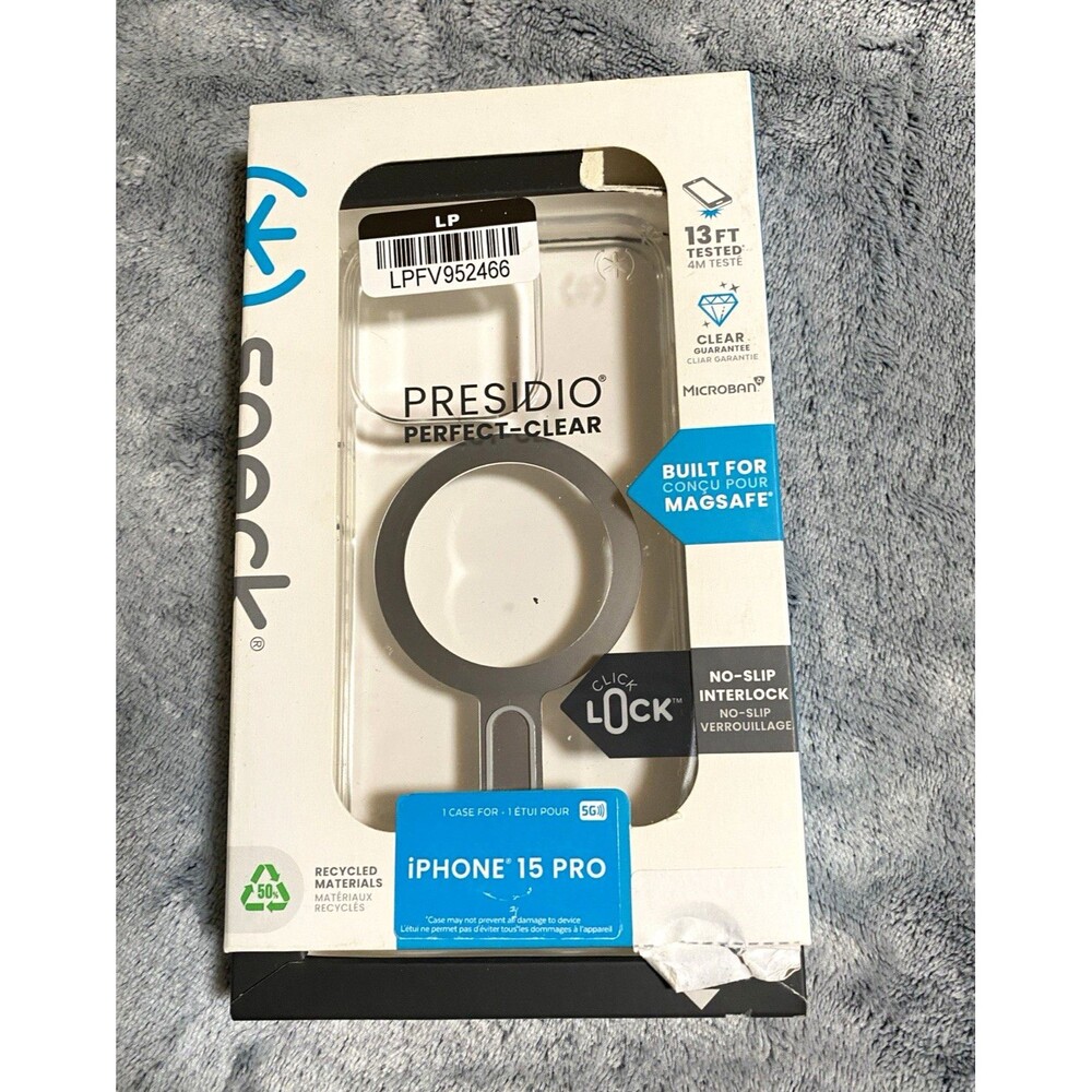 Speck Presidio Perfect-Clear Clear MagSafe Case for Apple iPhone 15 Pro